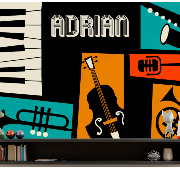 Vibrant musical instruments music wall mural - TenStickers