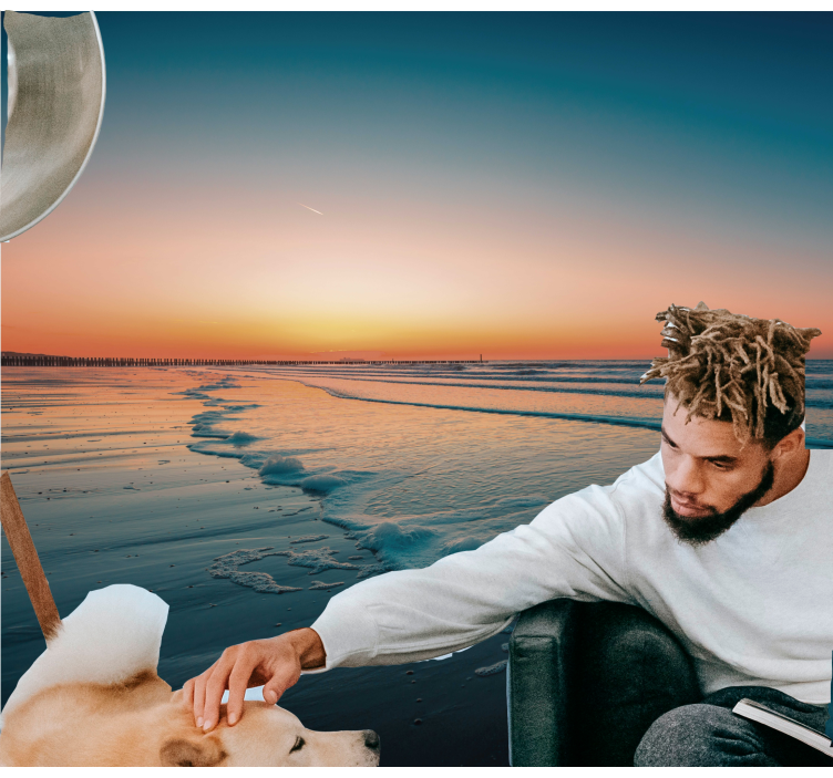 view of the ocean living room wall mural - TenStickers