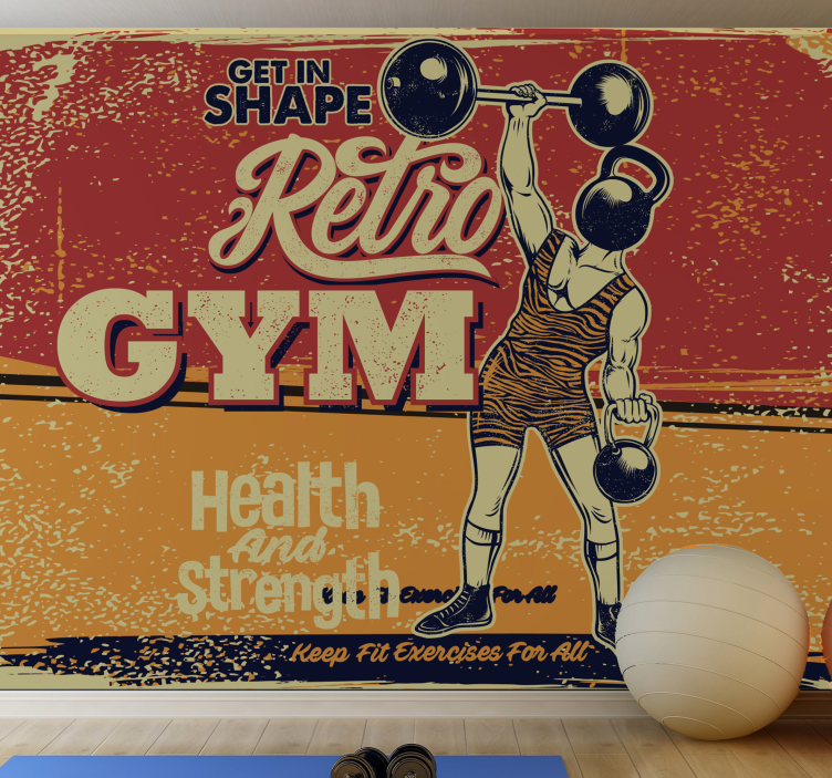 Vintage fitness poster phrase wall mural - TenStickers