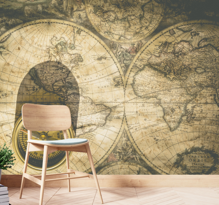 Vintage map world wall mural - TenStickers
