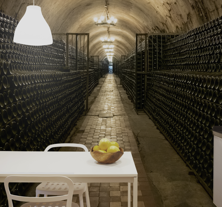 Vintage wine cellar  living room wall mural - TenStickers