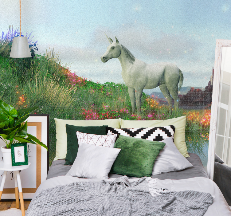 Wall mural fantasy majestic unicorn landscape - TenStickers