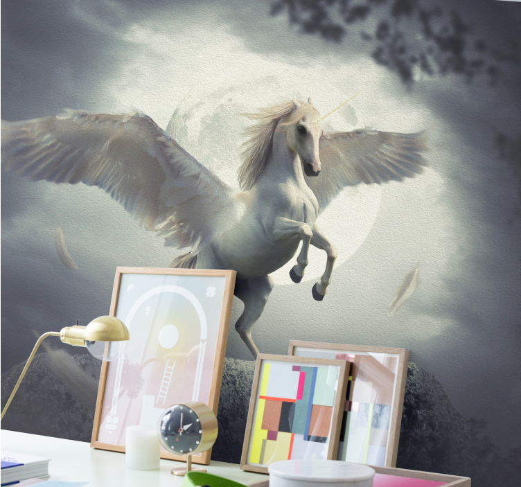 Wall mural fantasy of soaring unicorns - TenStickers