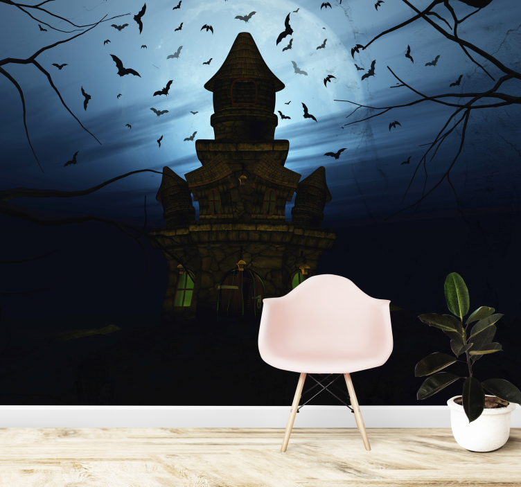 Wall mural halloween haunted castle silhouette - TenStickers