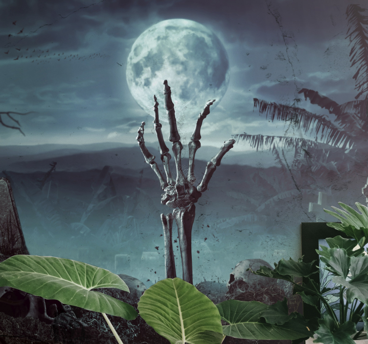 Wall mural halloween skeleton hand rising - TenStickers