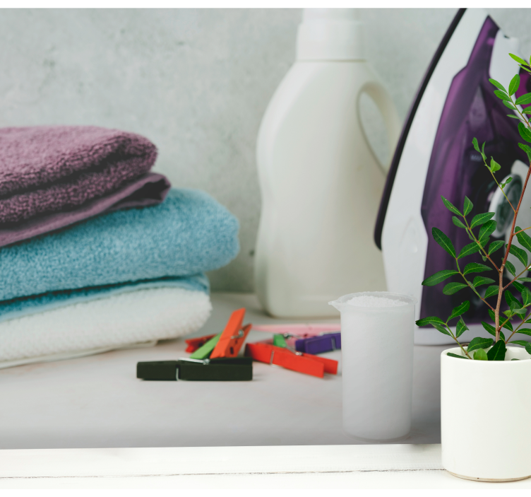 Wall mural kitchen laundry essentials showcase - TenStickers