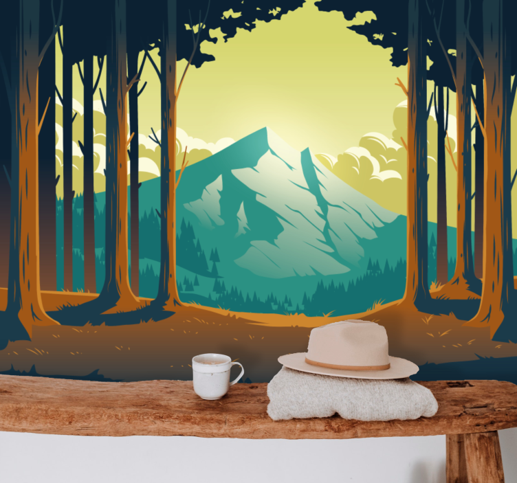 Wall mural mountain scenic forest view - TenStickers