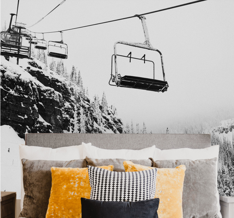 Wall mural mountain ski lift adventure - TenStickers