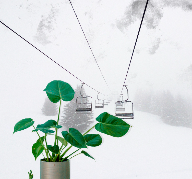 Wall mural mountain ski lift perspective - TenStickers