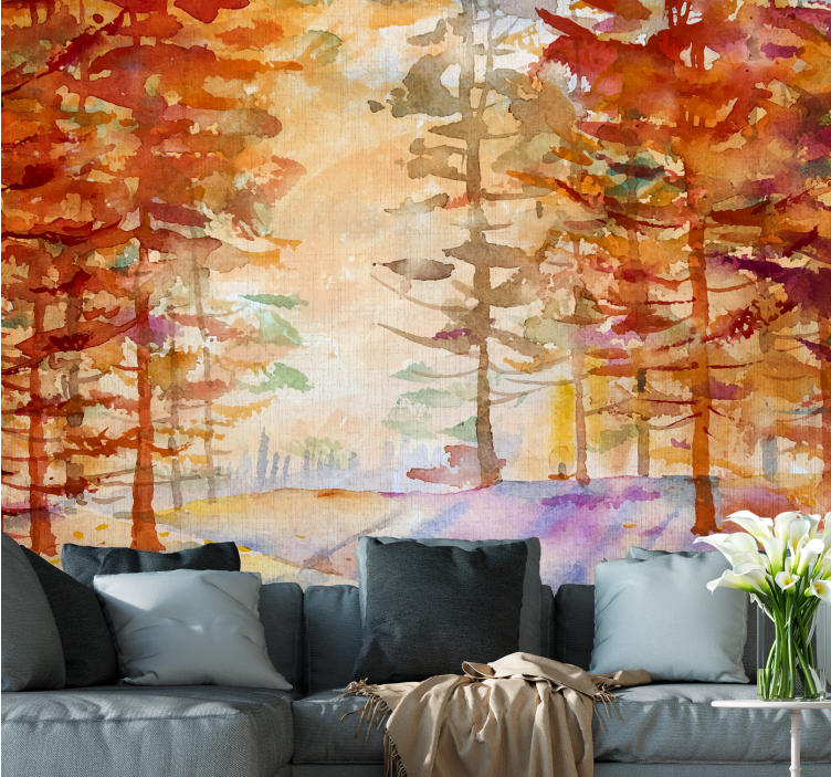 Wall mural nature autumn forest scene - TenStickers