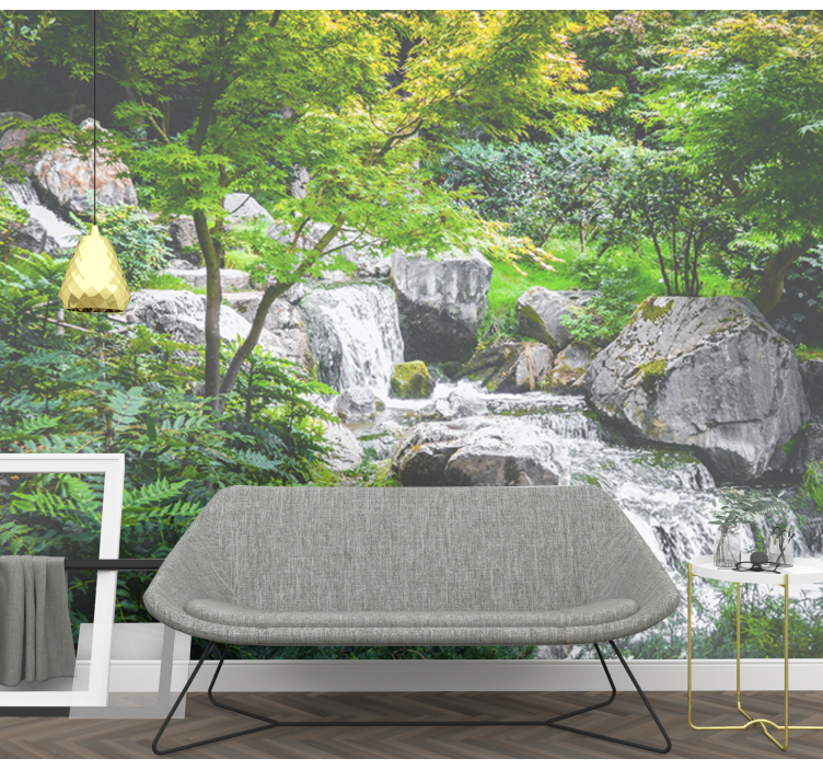 Wall mural nature flowing stream rocks - TenStickers