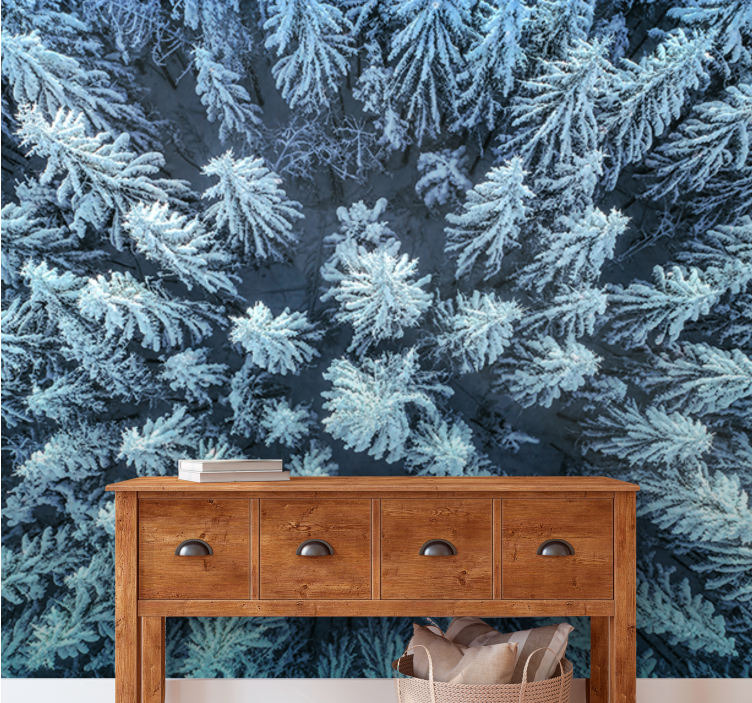 Wall mural nature frozen pine forest - TenStickers