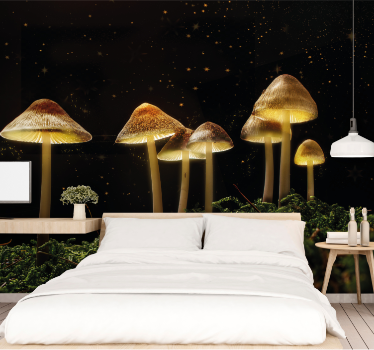 Wall mural nature glowing mushroom landscape - TenStickers