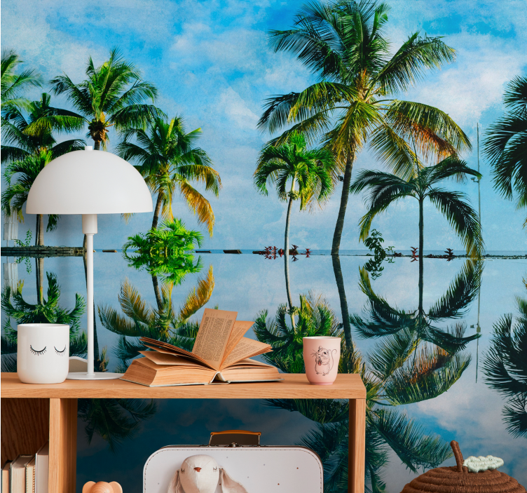 Wall mural nature lush palm reflections - TenStickers