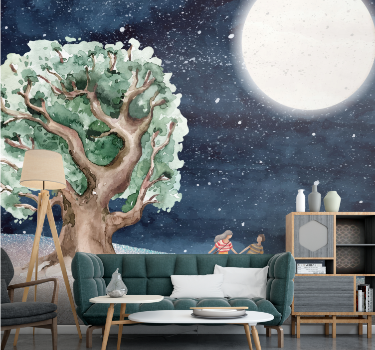 Wall mural nature moonlit tree journey - TenStickers
