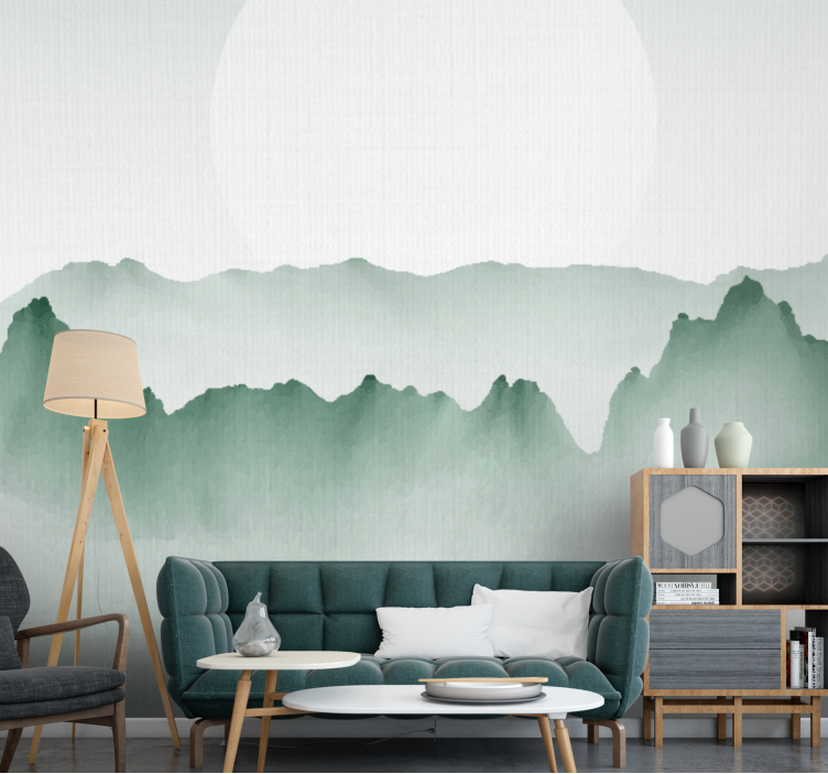 Wall mural nature mountain silhouette scene - TenStickers
