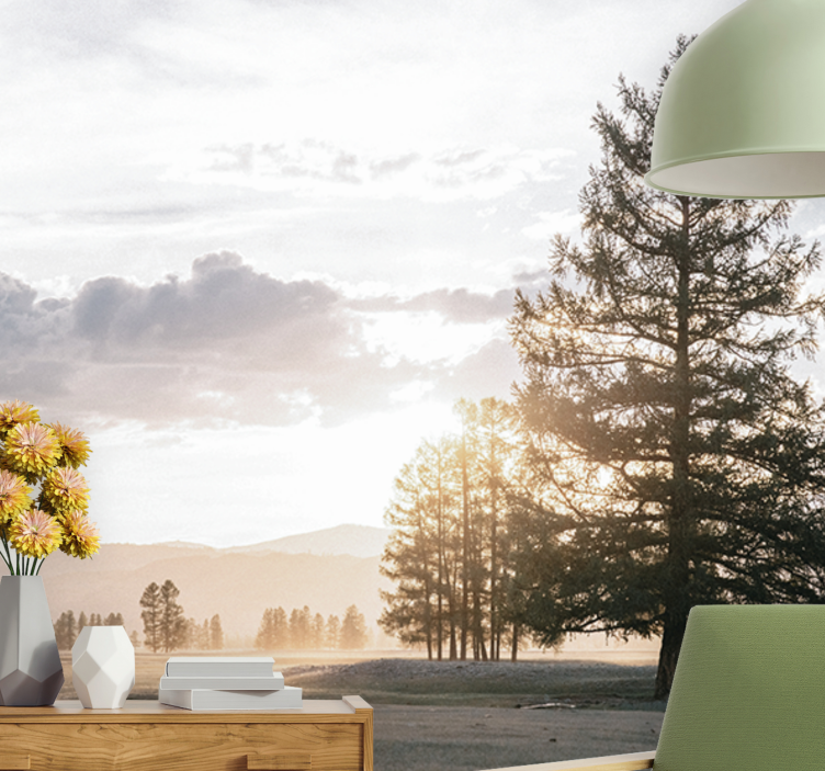 Wall mural nature serene pine silhouette - TenStickers