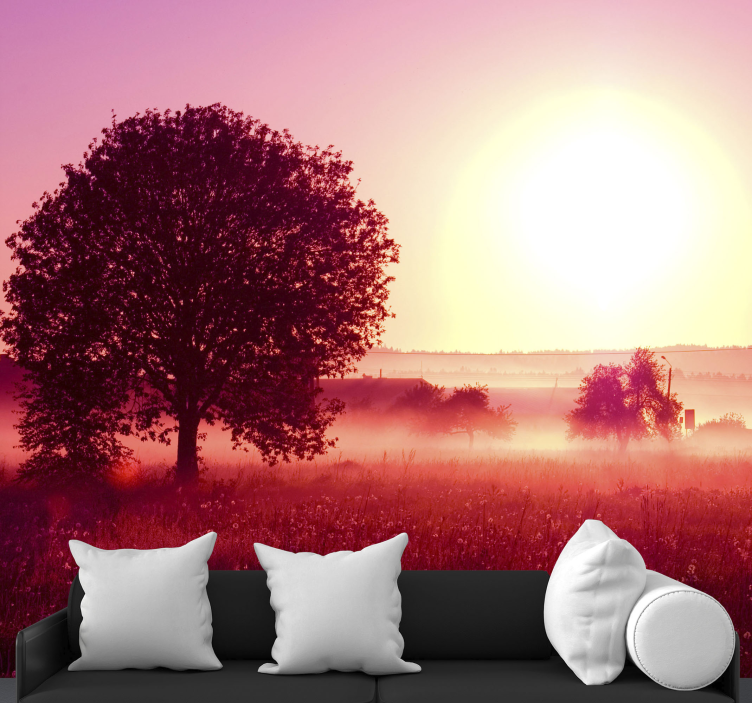 Wall mural nature silhouetted tree at sunset - TenStickers
