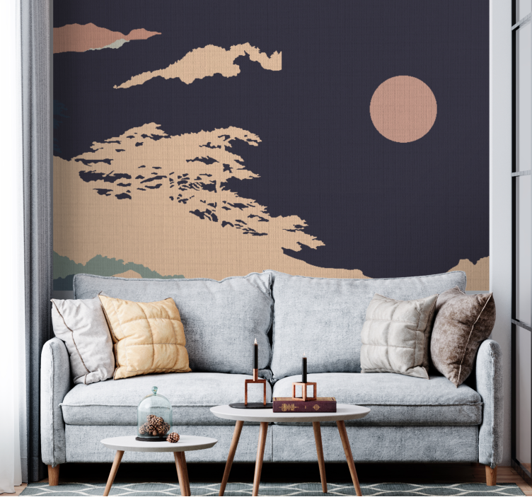 Wall mural nature tranquil moonlit landscape - TenStickers