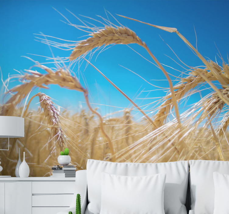 Wall mural nature wheat field scenery - TenStickers