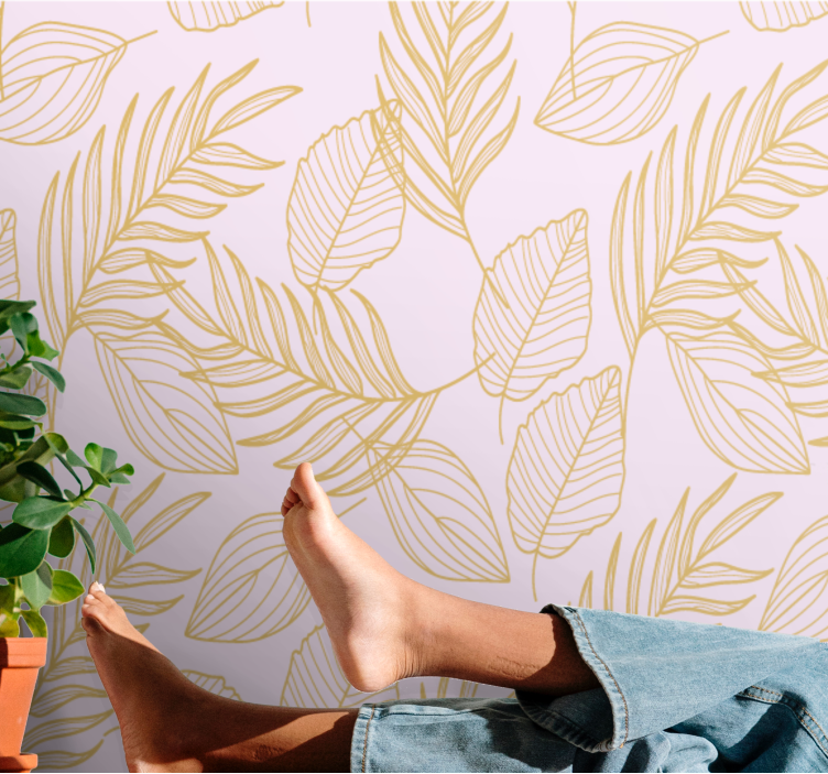 Wall mural nature with elegant leaf patterns - TenStickers