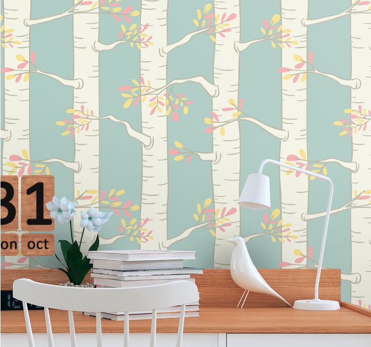 Wall mural trees birch tree design - TenStickers