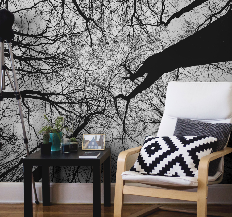 Wall mural trees intertwining branch silhouettes - TenStickers