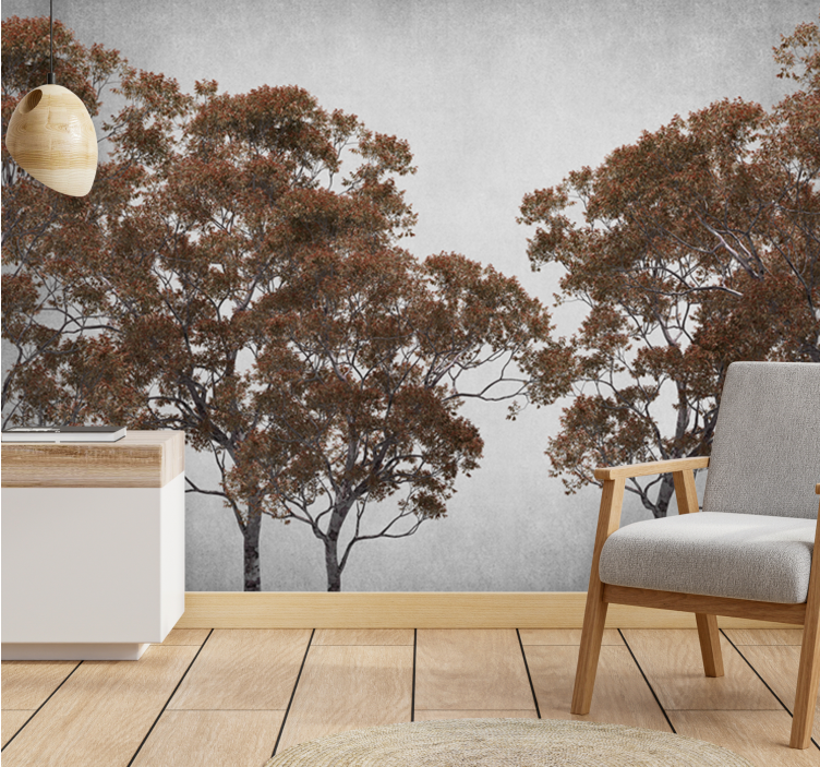Wall mural trees rustic tree silhouette - TenStickers
