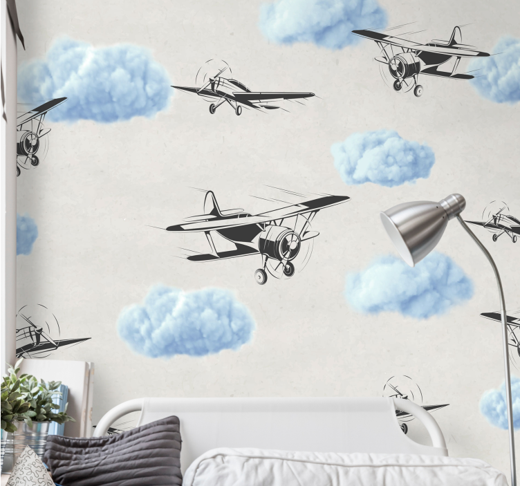 Wall mural vehicle flying vintage airplanes - TenStickers