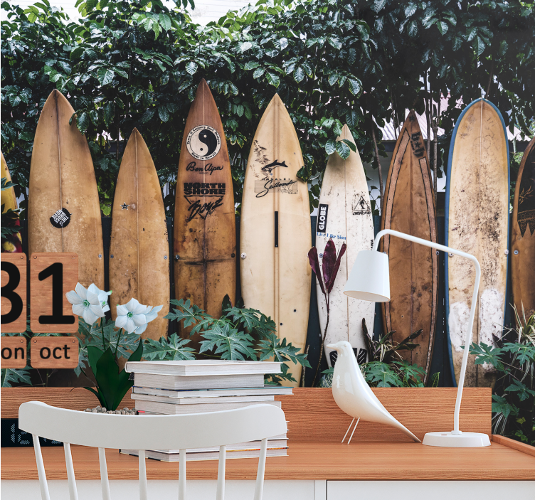 Wall mural vehicle surfboards on showcase - TenStickers