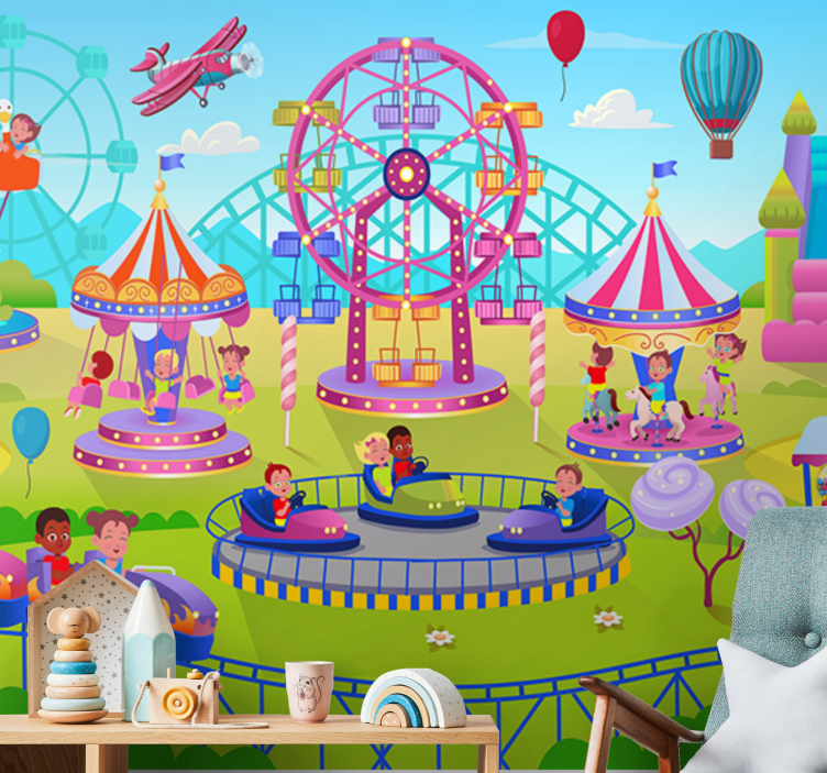 Wall mural vintage amusement park joy - TenStickers