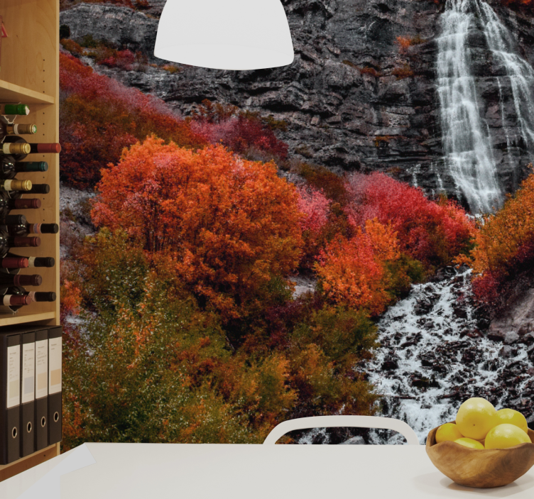 Wall mural waterfall autumn waterfall scene - TenStickers