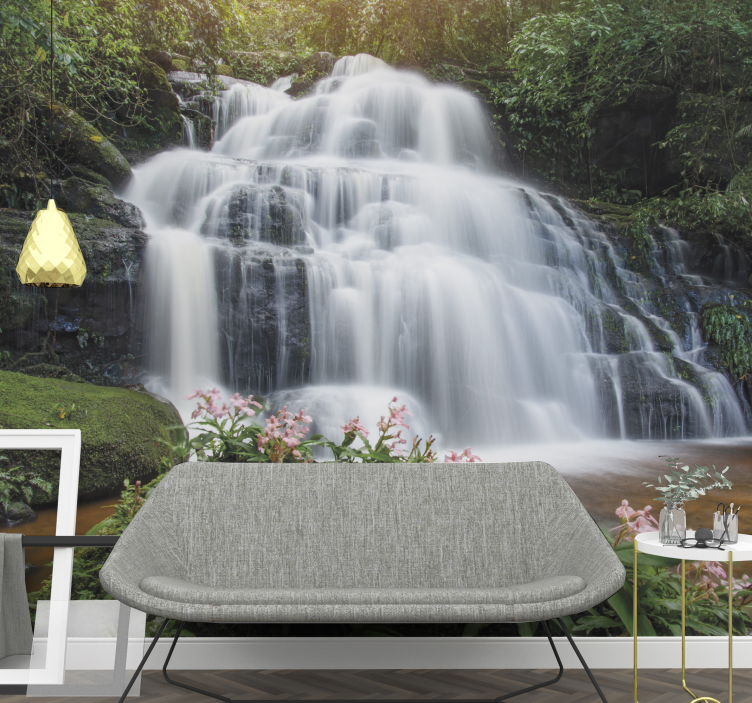 Wall mural waterfall lush waterfall scene - TenStickers