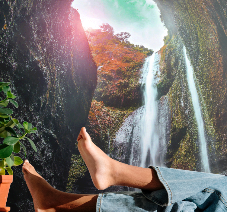 Wall mural waterfall majestic cascade view - TenStickers