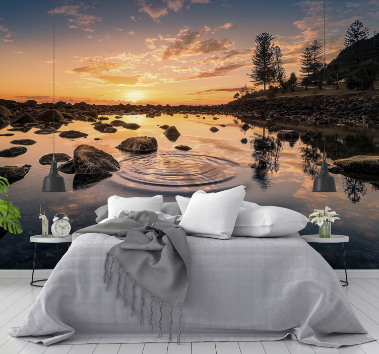 Rocks in Water Lake wall mural - TenStickers