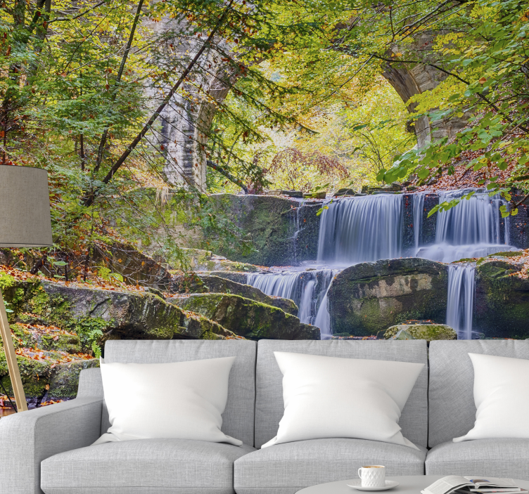Waterfall in the autumn  Wall Mural - TenStickers