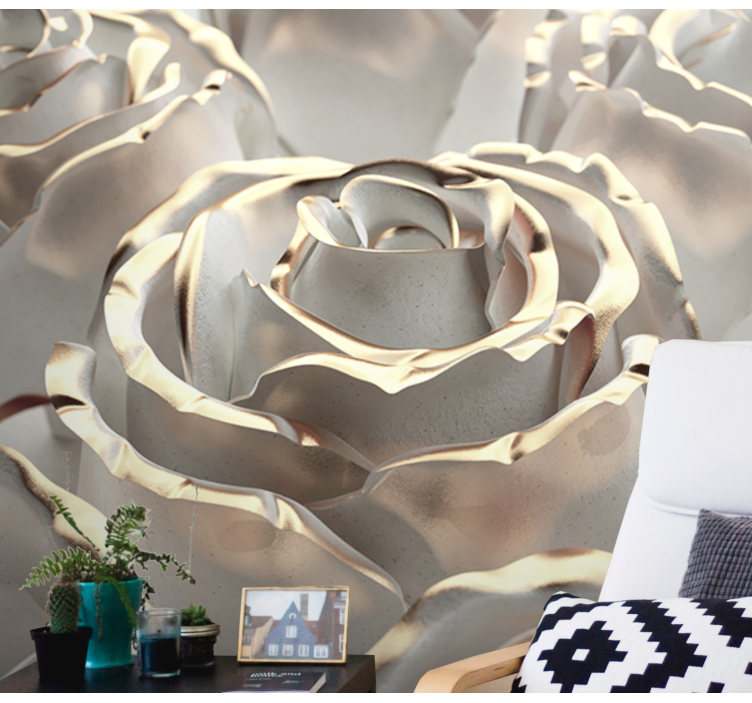White floral pattern 3D Wall Mural - TenStickers