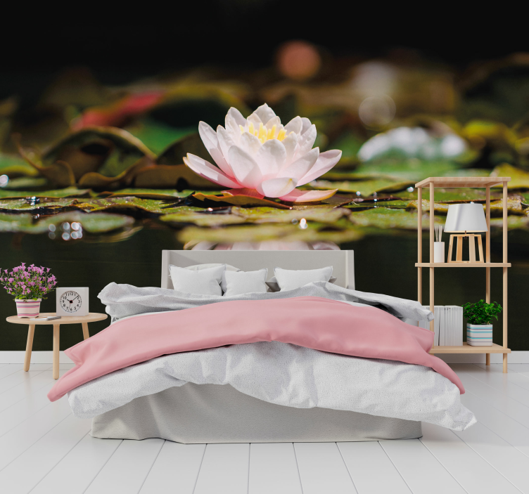 White Lotus Flower wall mural - TenStickers