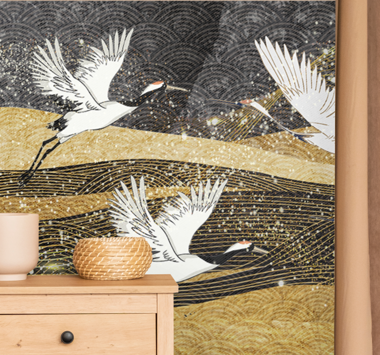 White oriental birds wall mural - TenStickers