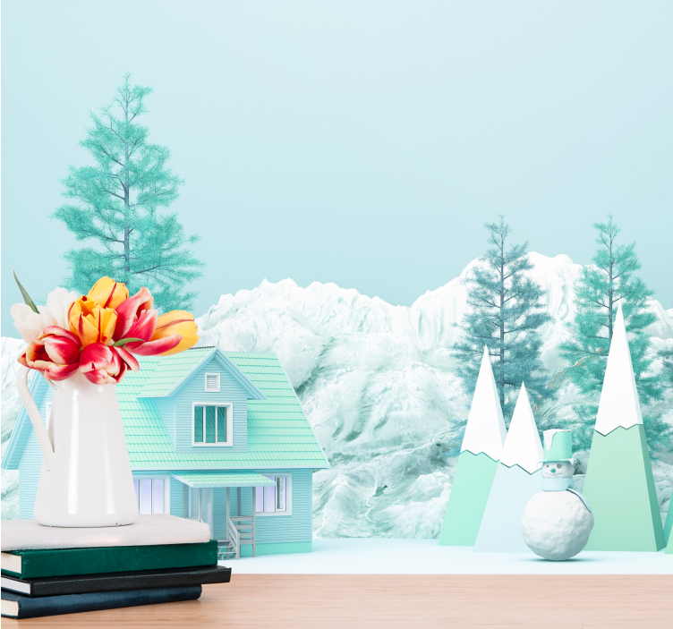 Winter landscape scene wall mural nature - TenStickers