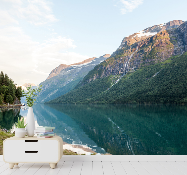 Wood landscape in the lake lake wall mural - TenStickers