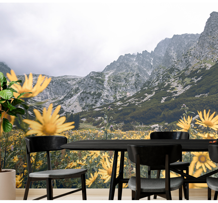 Yellow flower meadow flower wall mural - TenStickers