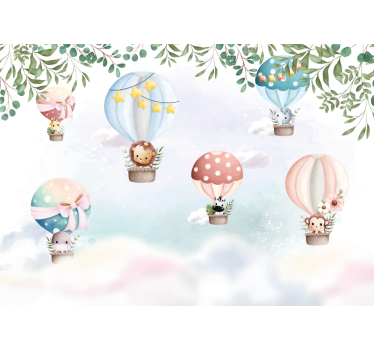 Air balloon animals nursery wall mural - TenStickers