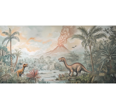Jurassic landscape childrens wall mural - TenStickers