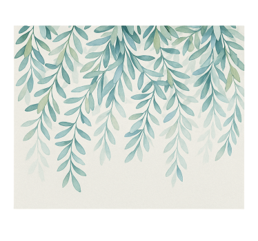 Elegant watercolour leaves wall mural teen bedroom - TenStickers