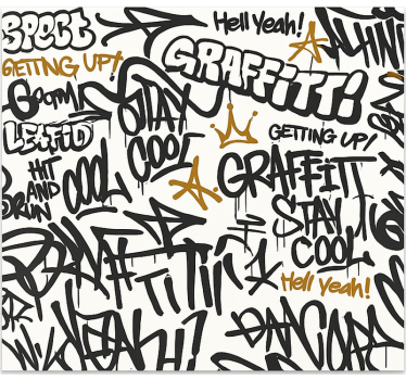 Black and white graffiti wall mural teen bedroom - TenStickers