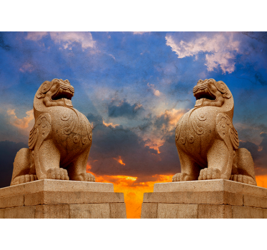 Stone lion wall mural - TenStickers