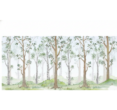 Forest wall mural pastel woodland breeze - TenStickers