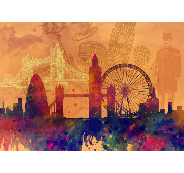 abstract skyline London modern wall mural wallpaper - TenStickers
