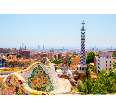 Sea views at Park Güell Barcelona wall mural - TenStickers